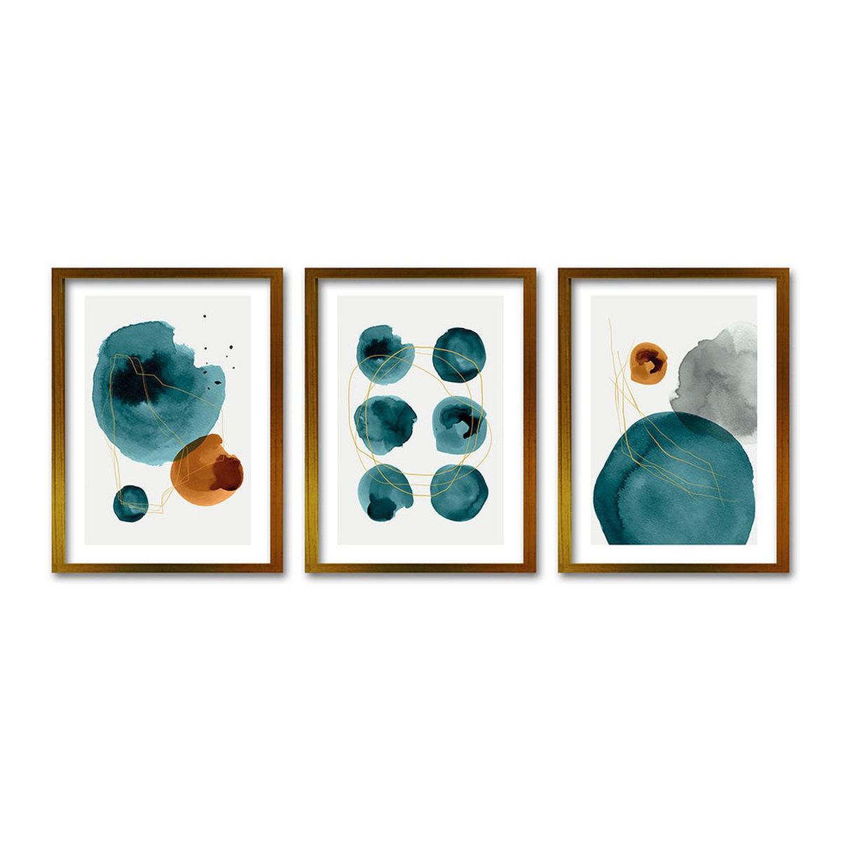 RETELA - Cuadro Trio Dorado Turquoise - Dorado - 50x35 cm