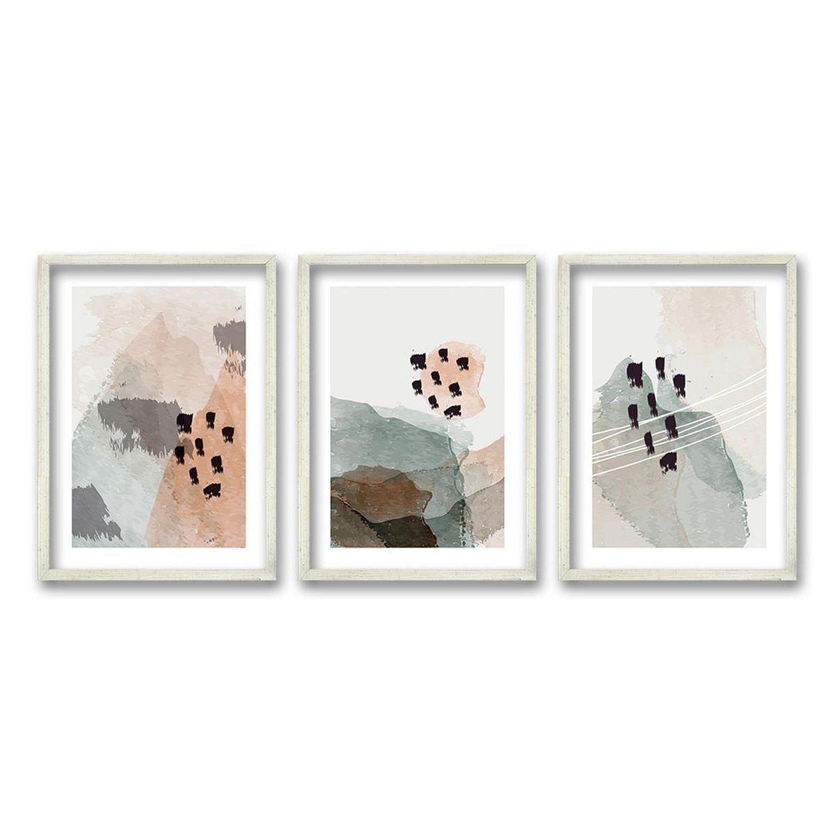 RETELA - Cuadro Trio Manchitas - Plateado - 70x50 cm