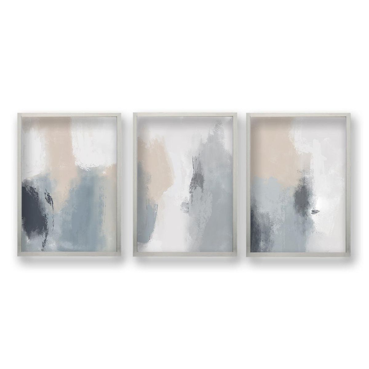 RETELA - Cuadro Trio Mosaico Suave - Plateado - 50x35 cm