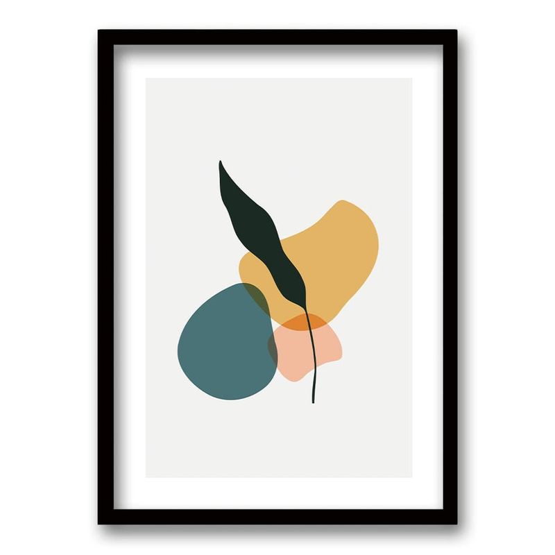 RETELA - Cuadro Follaje IV - Negro - 70x50 cm