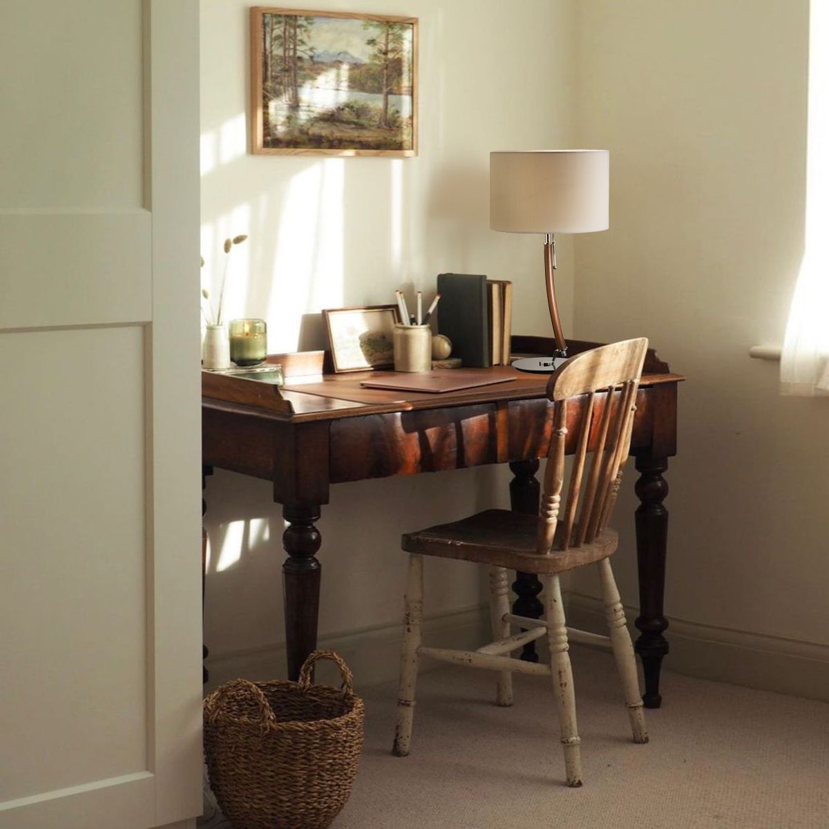 TEMPORA - Lámpara sobremesa eco cuero café