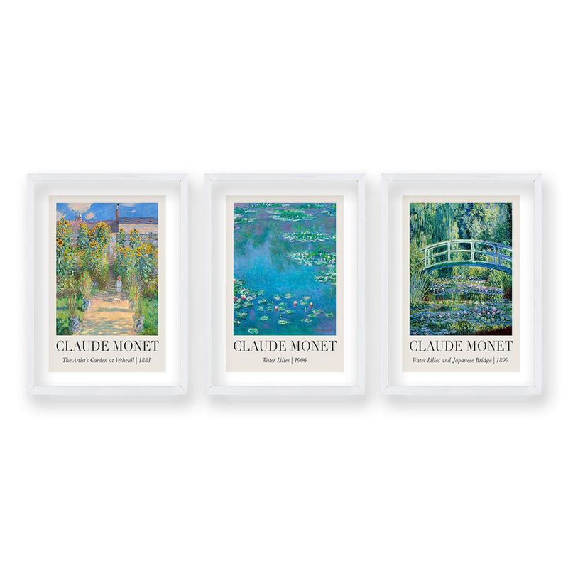 RETELA - Cuadro Trio Pinceladas de Naturaleza - Blanco - 70x50 cm