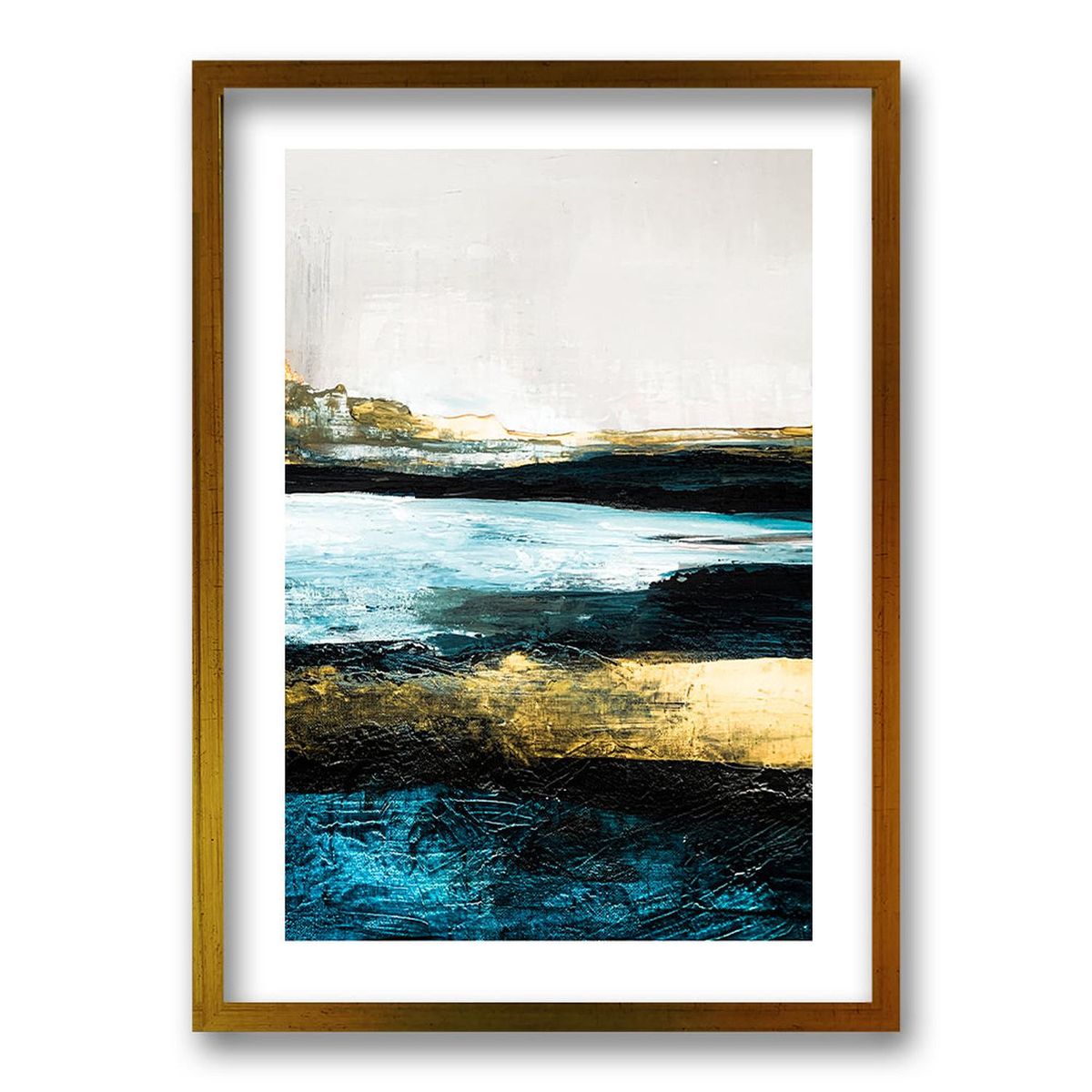 RETELA - Cuadro Blue Caos II - Dorado - 70x50 cm