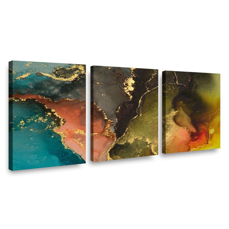 RETELA - Canvas trio Green Oil - Multicolor - 70x50 cm