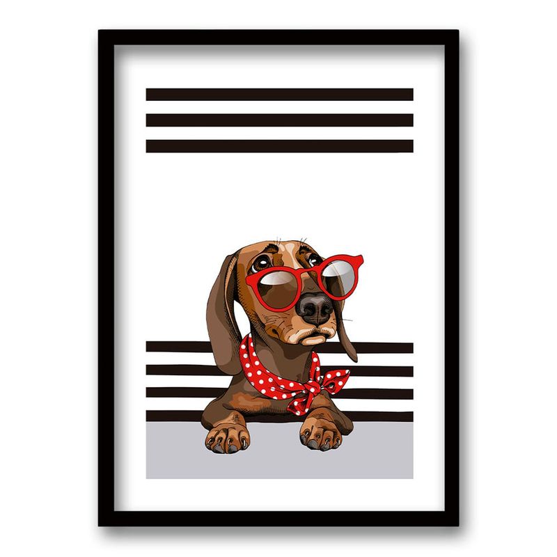 RETELA - Cuadro Dachshund - Negro - 70x50 cm