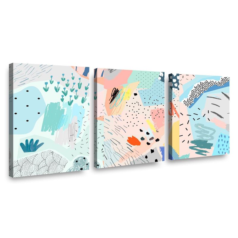 RETELA - Canvas trio Flowers - Multicolor - 70x50 cm