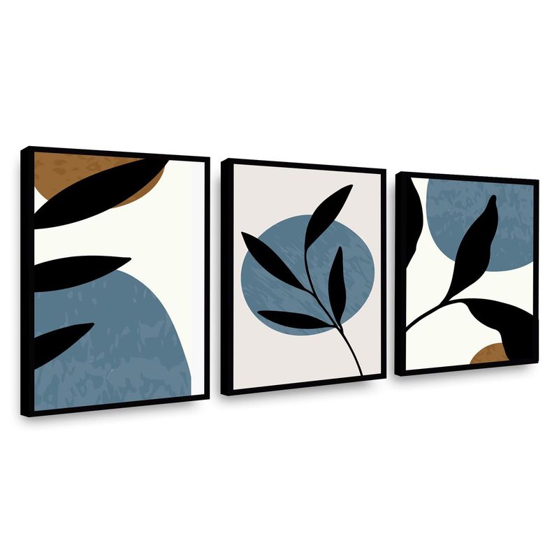 RETELA - Canvas trio Black Ramas - Multicolor - Enmarcado