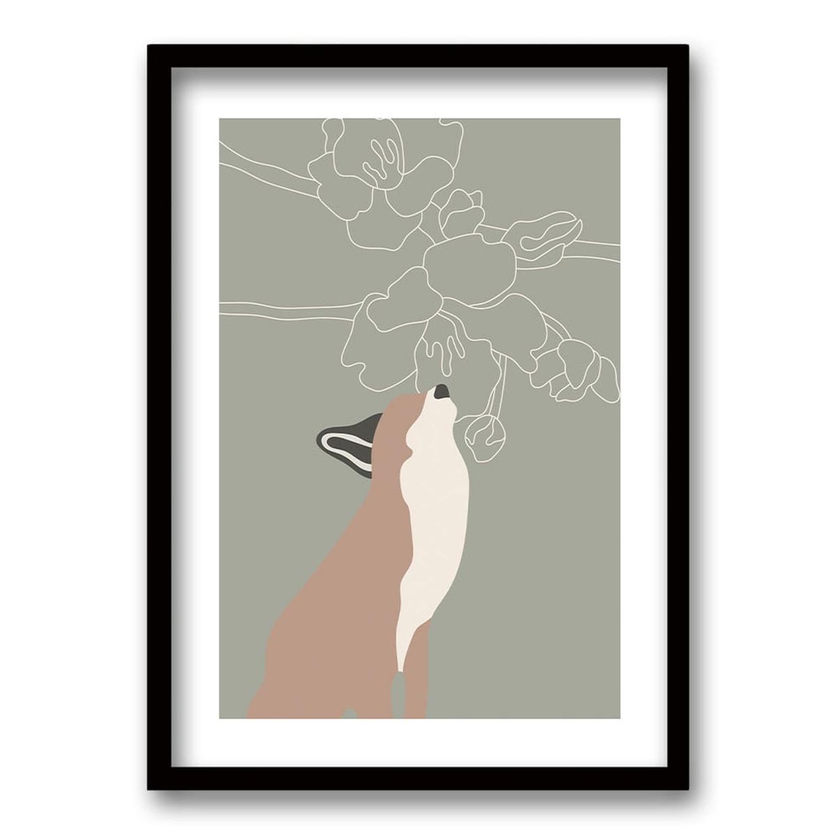 RETELA - Cuadro Zorro II - Negro - 50x35 cm