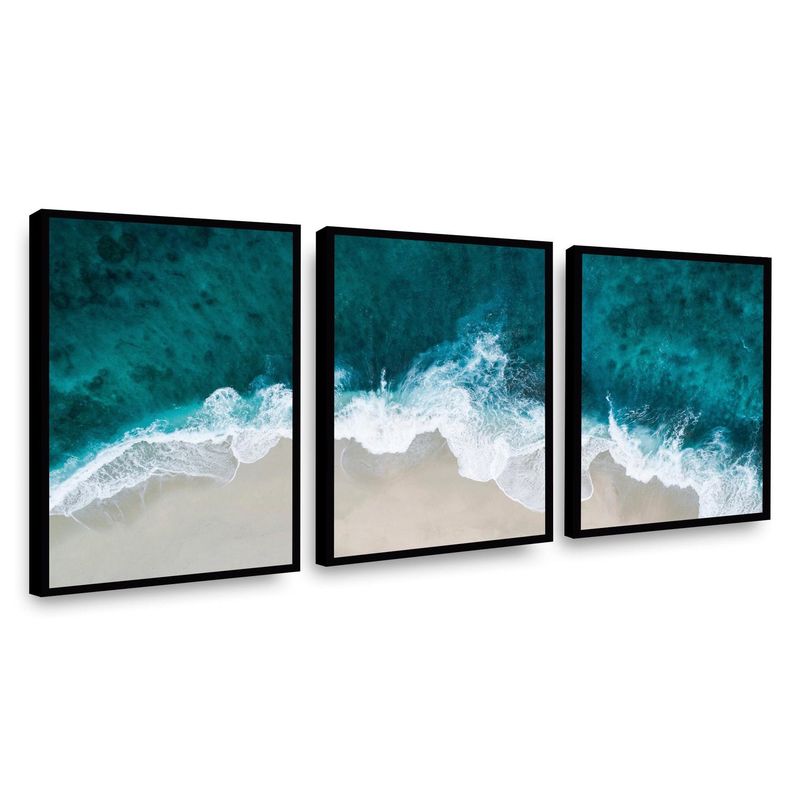 RETELA - Canvas trio Olas Turquesas - Multicolor - Enmarcado
