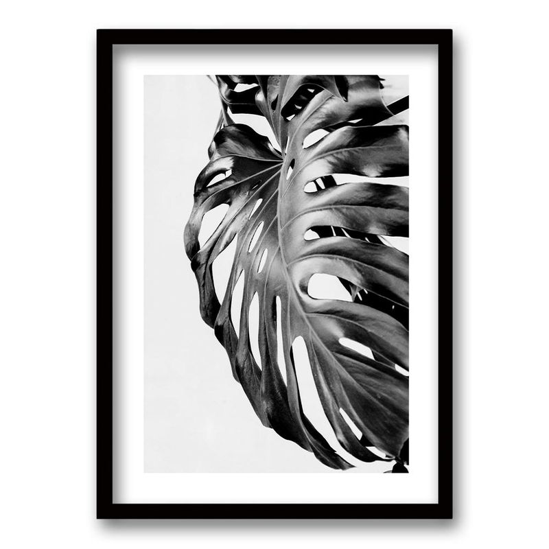RETELA - Cuadro Monstera BN 2 - Negro - 50x35 cm