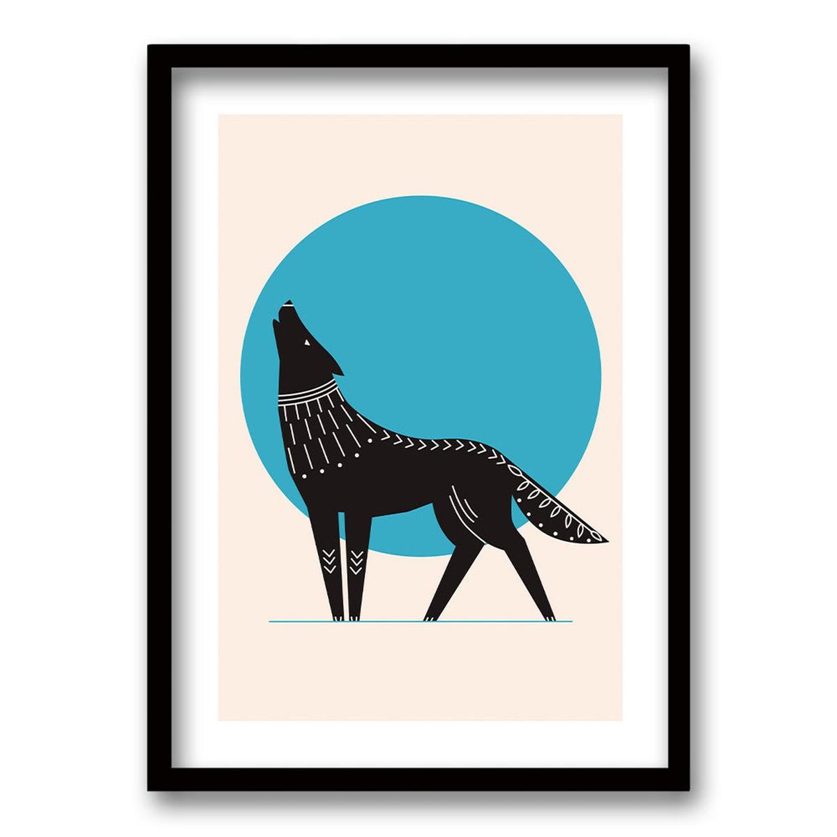 RETELA - Cuadro Luna LOBO - Negro