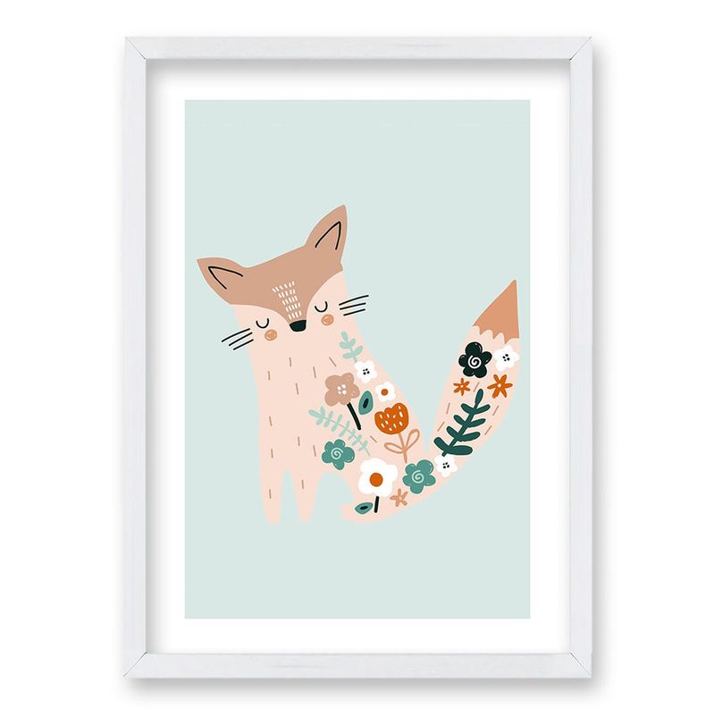 RETELA - Cuadro Zorrito - Blanco - 70x50 cm