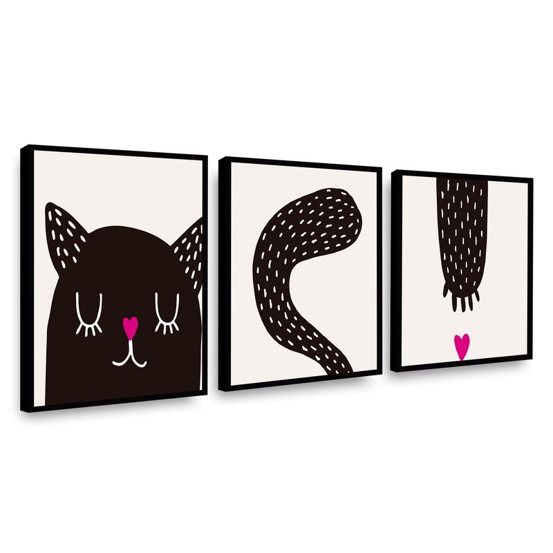 RETELA - Canvas trio Felino - Multicolor - Enmarcado