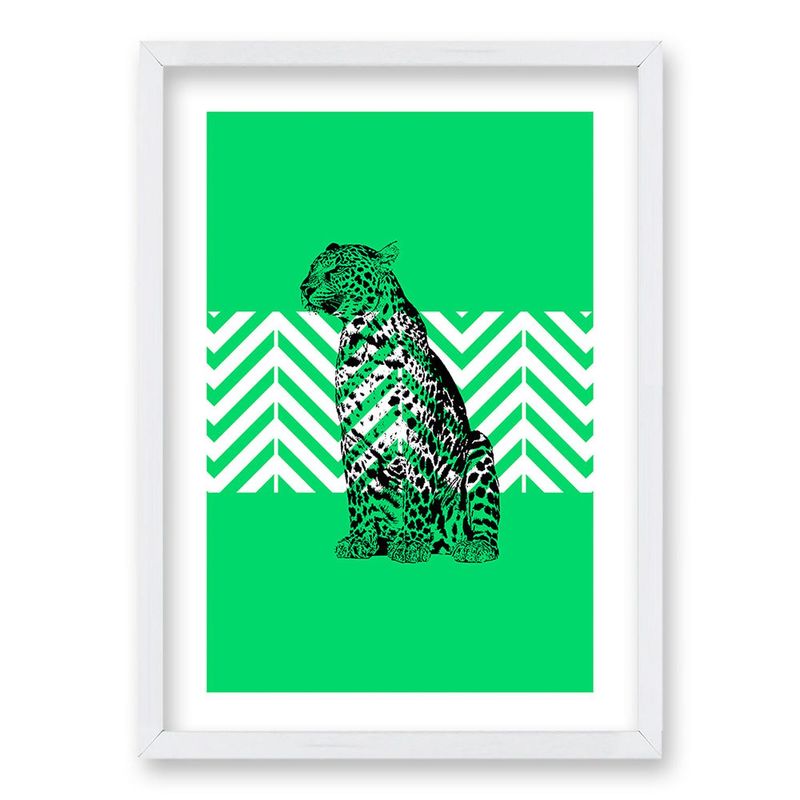 RETELA - Cuadro Leopardo Verde - Blanco - 70x50 cm