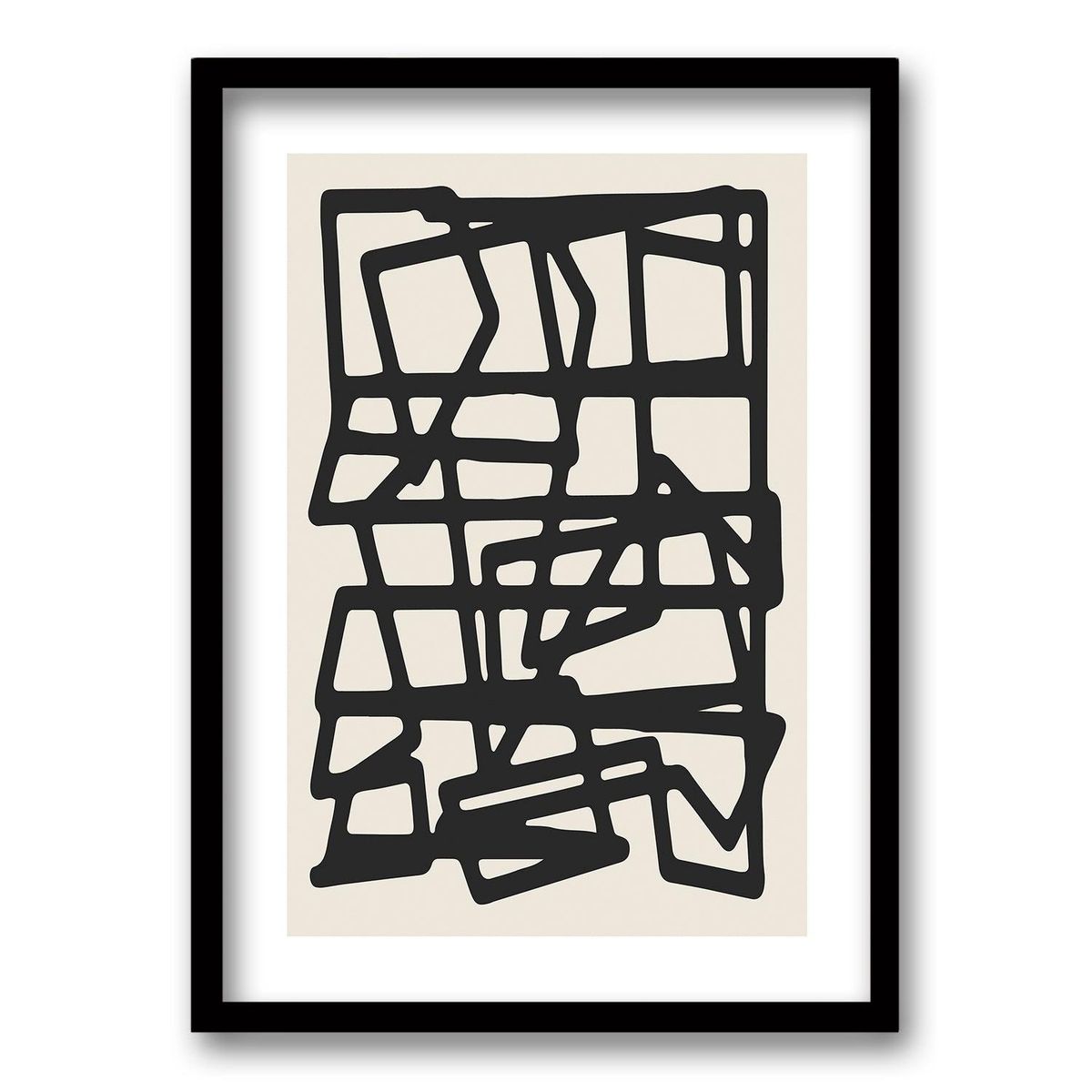 RETELA - Cuadro Frenesí Lineal III - Negro - 40x30 cm