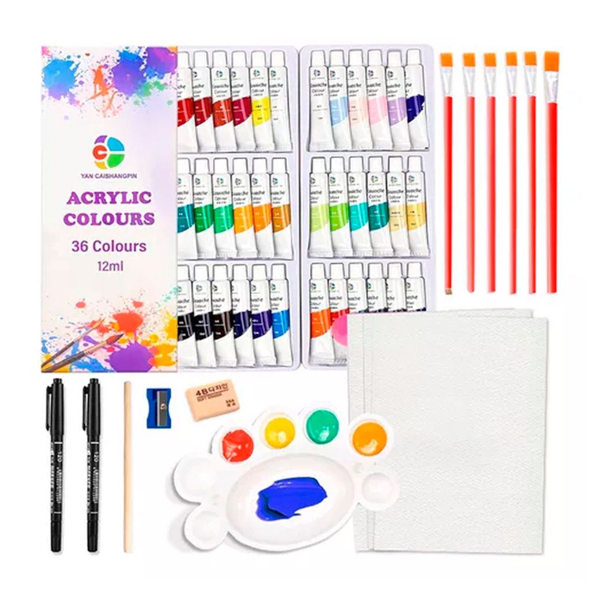 ESHOPANGIE - Kit De Pintura 59 Pzs Pintura Acrílica, Pinceles, Paleta