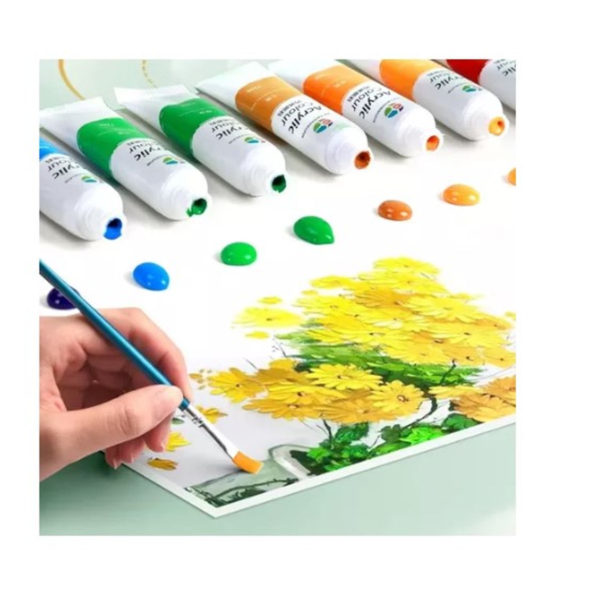 ESHOPANGIE - Kit De Pintura 59 Pzs Pintura Acrílica, Pinceles, Paleta