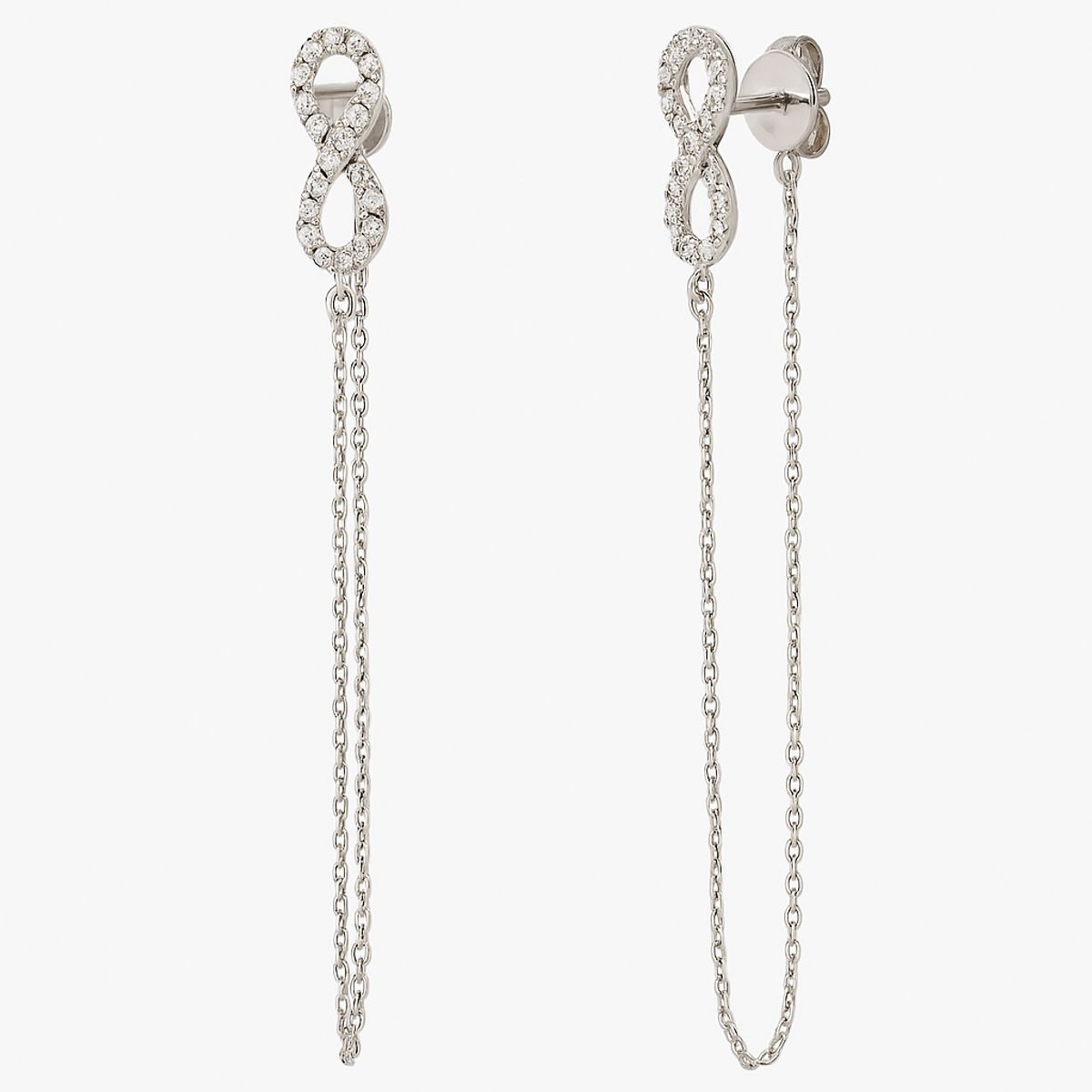 JB JOYAS BARON - Aros Oro Blanco 18kt Diamantes Infinito 15Pts