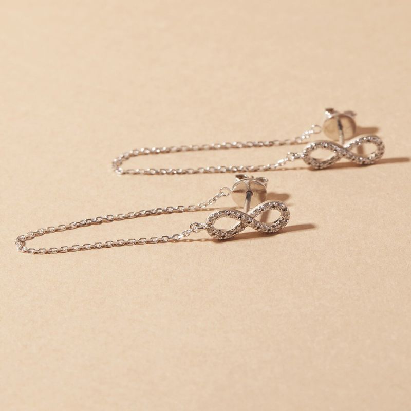JB JOYAS BARON - Aros Oro Blanco 18kt Diamantes Infinito 15Pts
