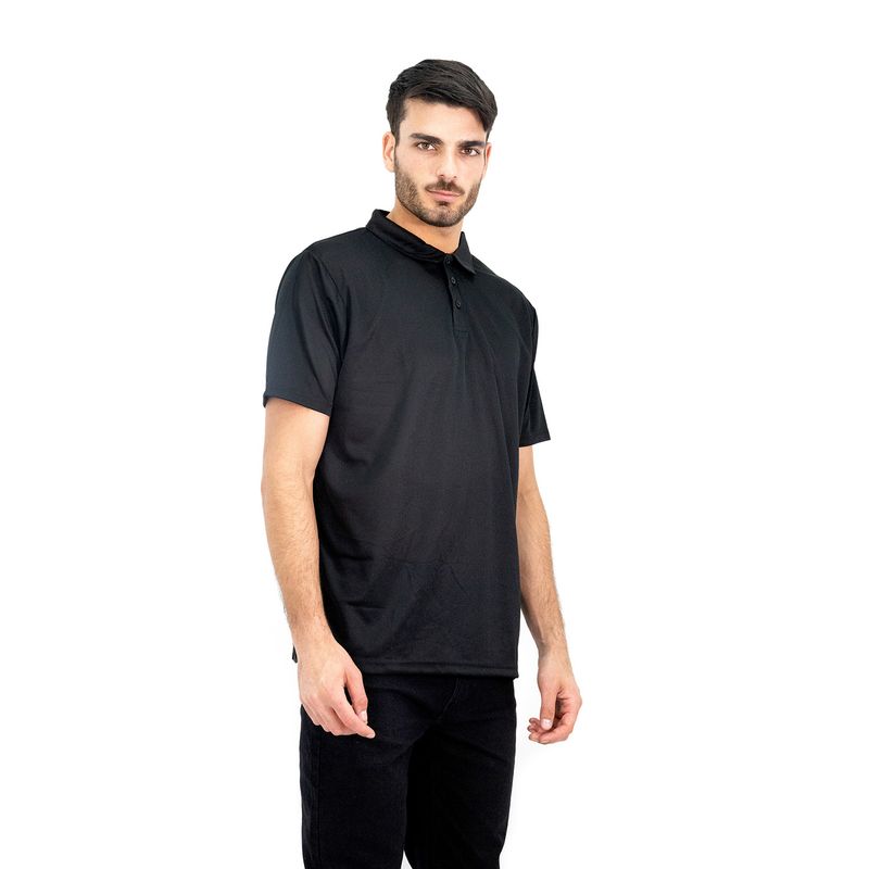 QUEBEC - Polera Cooldry Quebec Manga Corta Negro.-
