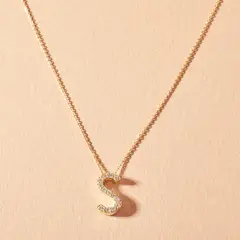 JB JOYAS BARON - Collar de Oro 18kt Diamantes Letra S con 7 Pts Corte Brillante