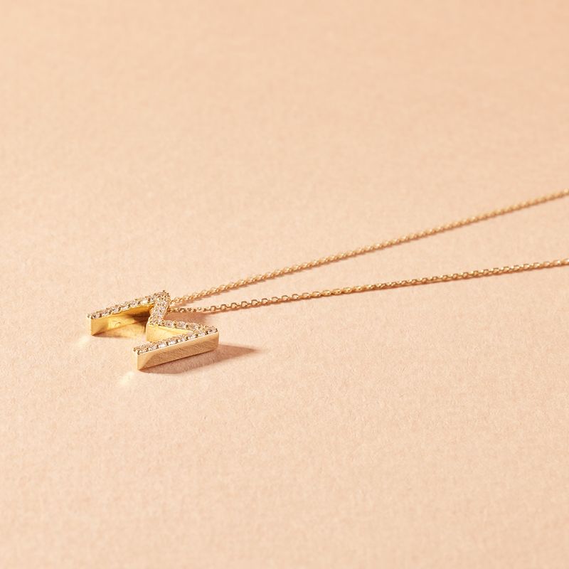 JB JOYAS BARON - Collar Oro 18kt Diamantes Letra M con 13 Pts - Danielle Costantini