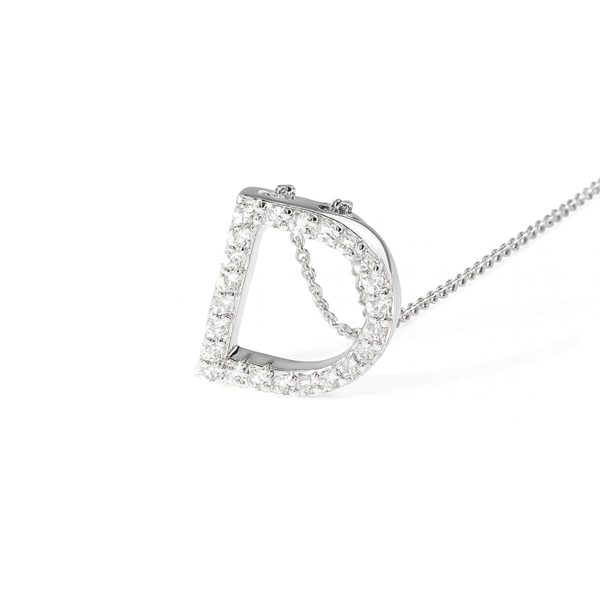JB JOYAS BARON - Collar Oro Blanco 18kt Letra D Diamantes 13Pts - Danielle Costantini