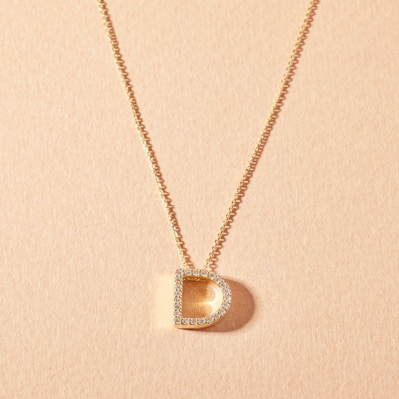 JB JOYAS BARON - Collar Oro Amarillo 18kt Diamantes Letra D 13 Pts - Danielle Costantini
