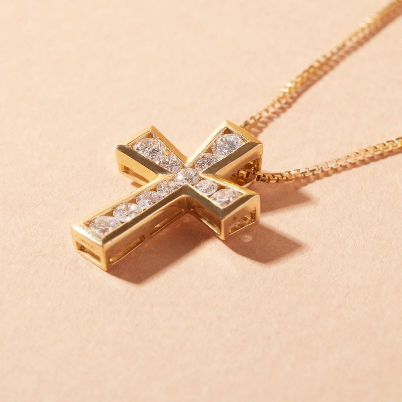 JB JOYAS BARON - Collar Oro 18kt Diamantes Cruz 55Pts - Danielle Costantini
