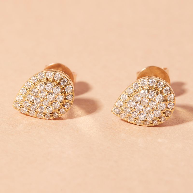 JB JOYAS BARON - Aros Oro Amarillo 18kt Gota de Diamantes 36 Pts