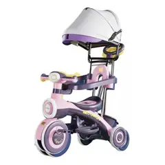 MUNDO MAGIA - Triciclo Infantil Musical Con Toldo Ajustable Y Luces