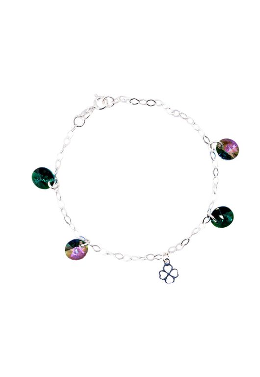 Pulsera Lucky Plata 925 creado con cristales de Swarovski Emerald Plateado TALLA UNICA