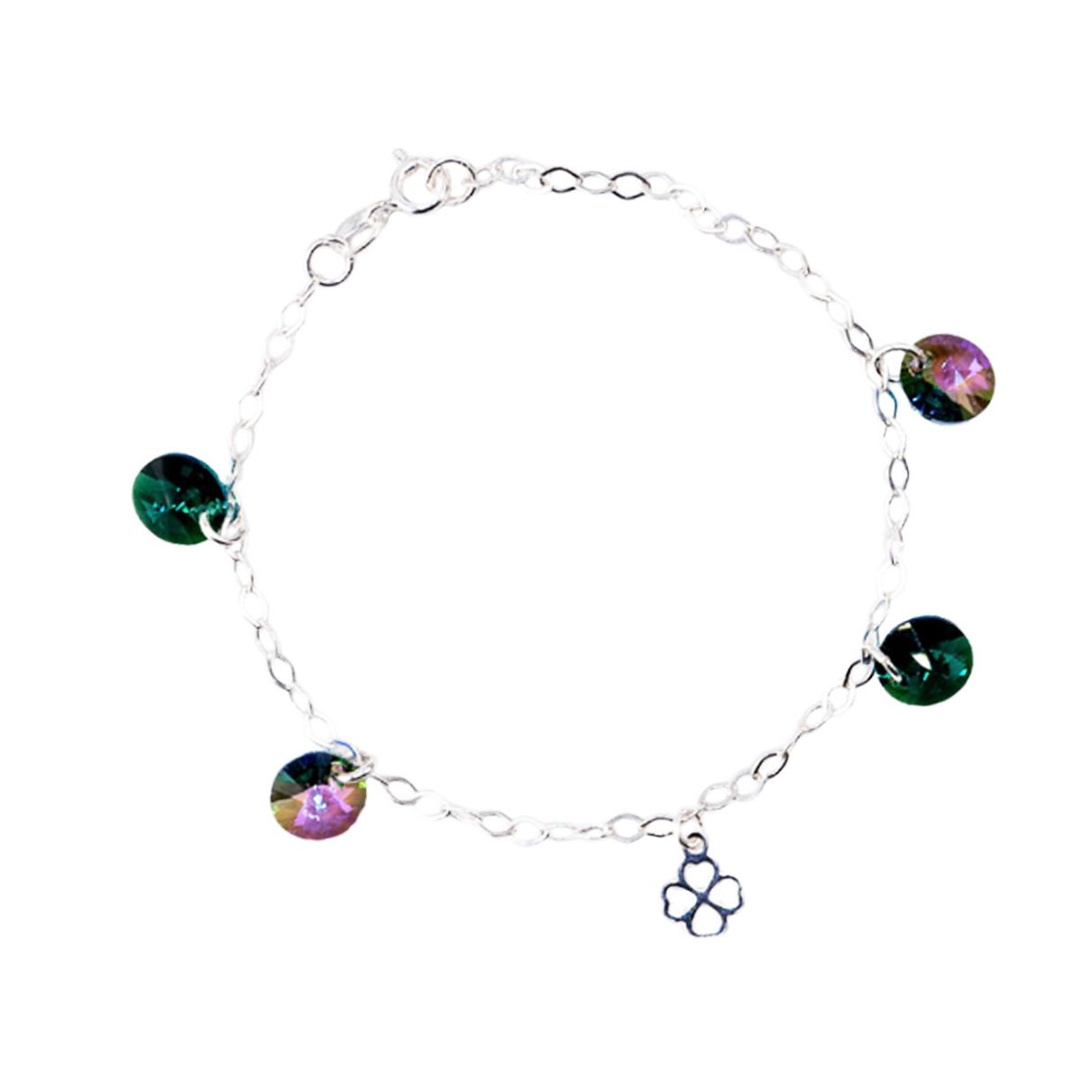 JOYAS MONTERO - Pulsera Lucky Plata 925 creado con cristales de Swarovski® Emerald