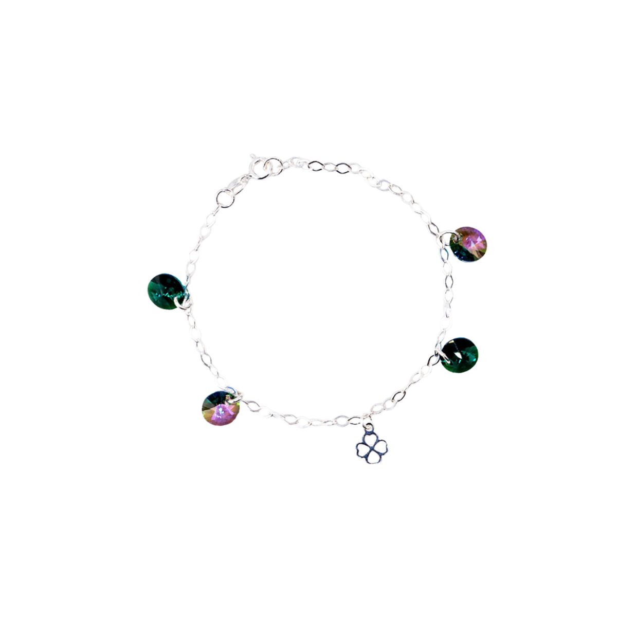 JOYAS MONTERO - Pulsera Lucky Plata 925 creado con cristales de Swarovski® Emerald