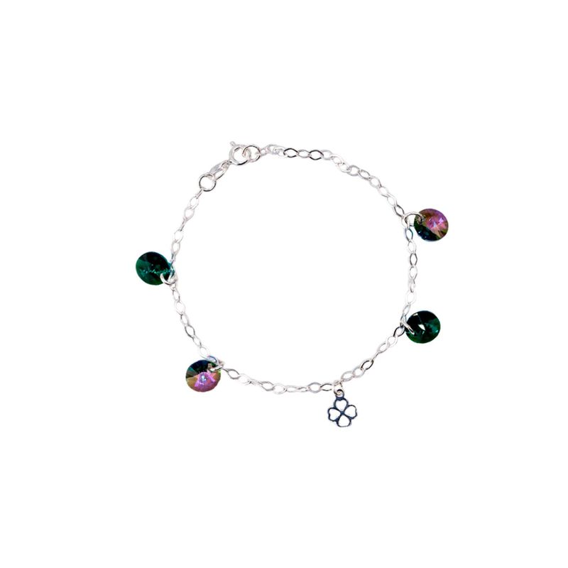 JOYAS MONTERO - Pulsera Lucky Plata Italiana 925 Cristal Genuino Emerald