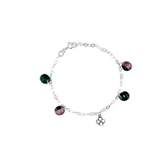 JOYAS MONTERO - Pulsera Lucky Plata Italiana 925 Cristal Genuino Emerald