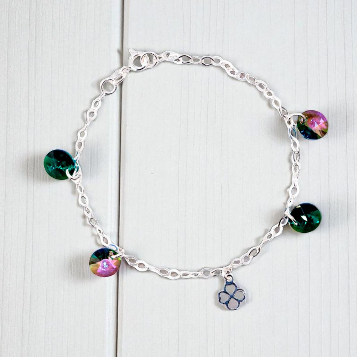 JOYAS MONTERO - Pulsera Lucky Plata 925 creado con cristales de Swarovski® Emerald