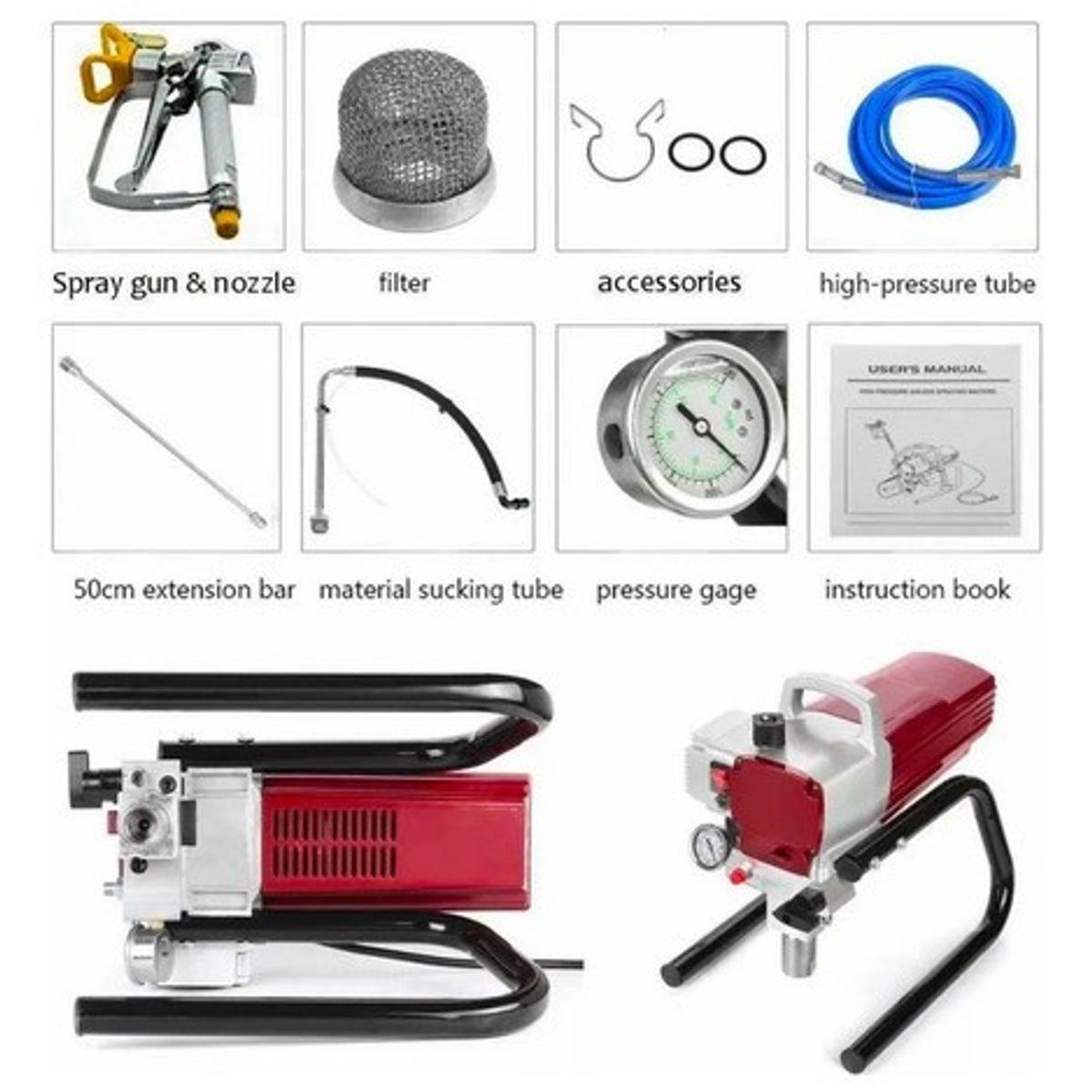 MUNDO MAGIA - Pistola De Pintura Airless 1700w 20l 220 Bar