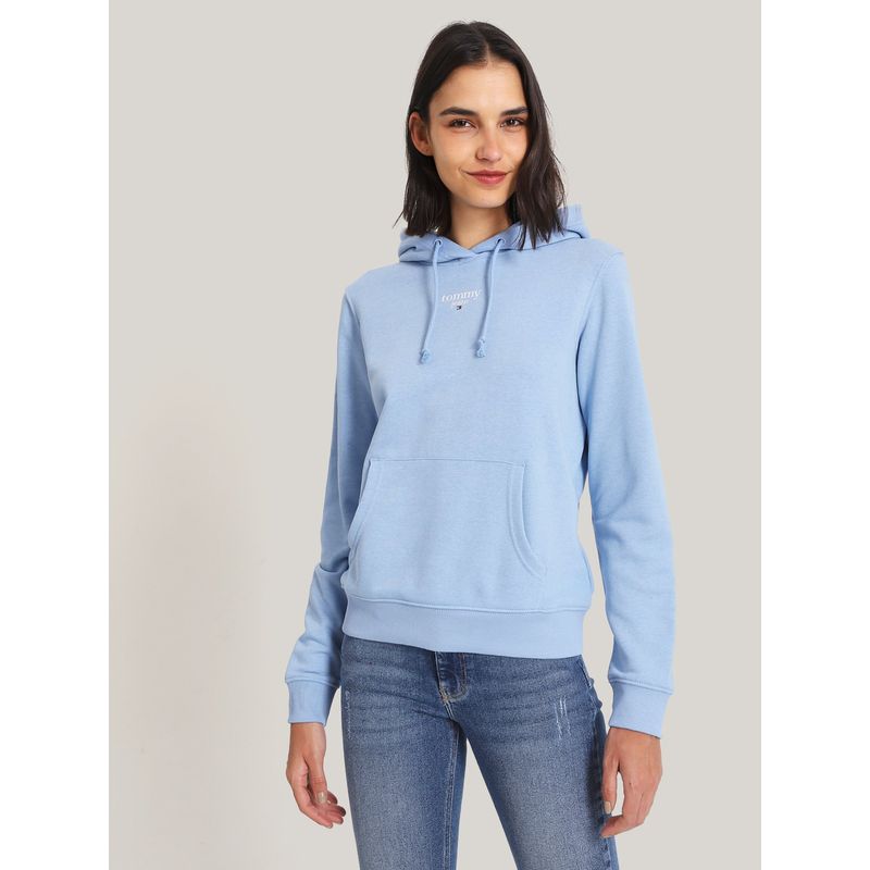 TOMMY HILFIGER - Polerón Hoodie Essential Con Logo Azul Tommy Jeans.