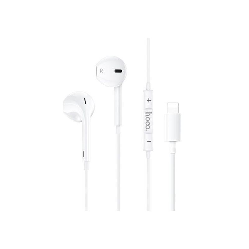 HOCO - Audífonos Cableado Lightning iP M111 Sin Gomita White