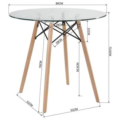 Imagen 2 del producto Comedor Vidrio Circular 80cm con 4 Sillas Negras Acolchadas