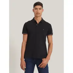 TOMMY HILFIGER - Polo De Corte Slim Con Tapeta A Contraste Negro
