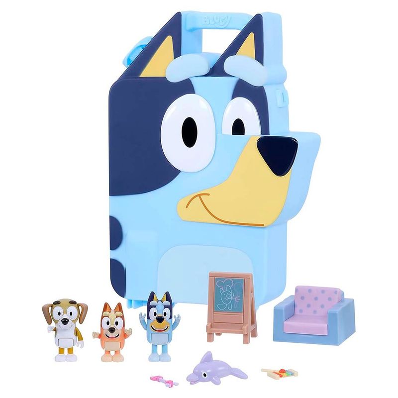 BLUEY - Maleta bluey incluye bluey y dos amigos mas accesorios