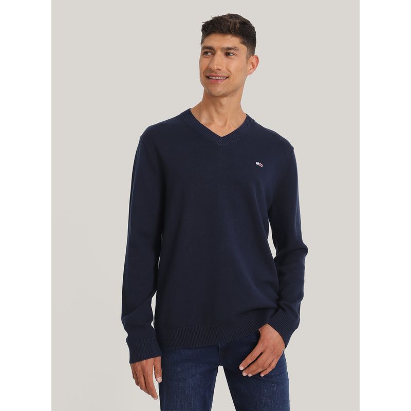 TOMMY HILFIGER - Sweater Essential V-Neck Azul Tommy Jeans