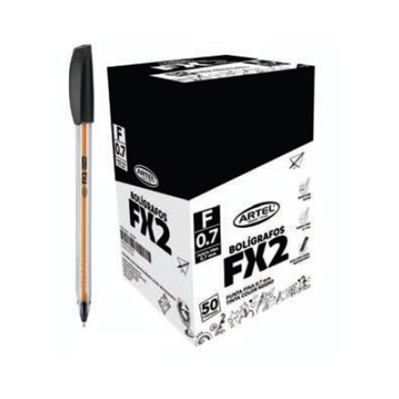 ARTEL - Pack 10 Lápiz pasta negro punta fina 0.7mm FX