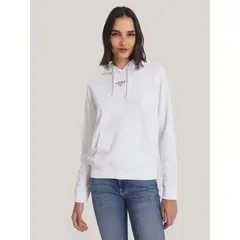 TOMMY HILFIGER - Polerón Hoodie Essential Con Logo Blanco Tommy Jeans