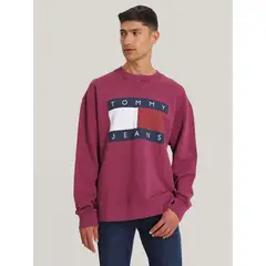 TOMMY HILFIGER - Polerón Con Logo Oversize Relaxed Burdeo Tommy Jeans