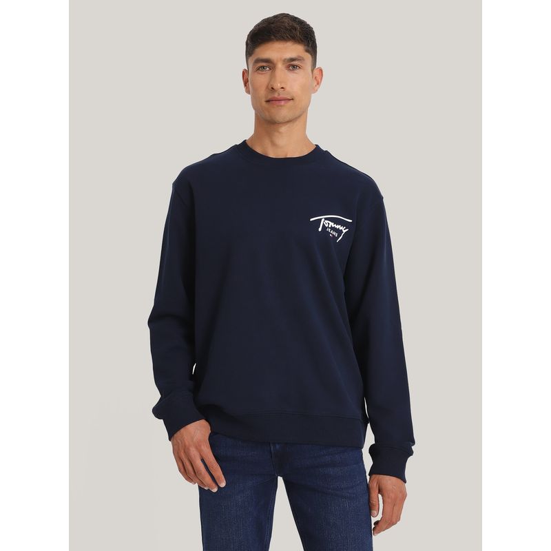 TOMMY HILFIGER - Polerón Con Logo Signature Azul Tommy Jeans