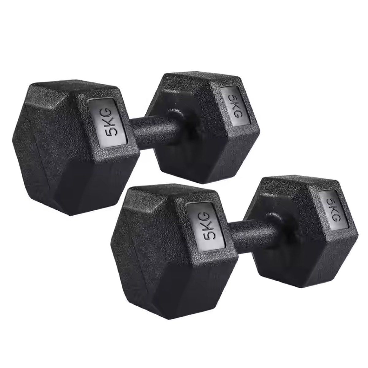 OVERFIT - Mancuerna Hexagonal 5KG Par Set X2 Pesas PVC 10KG Overfit