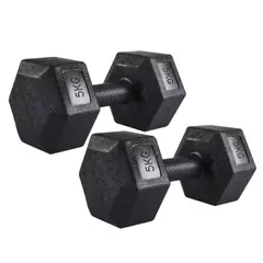 OVERFIT - Mancuerna Hexagonal 5KG Par Set X2 Pesas PVC 10KG